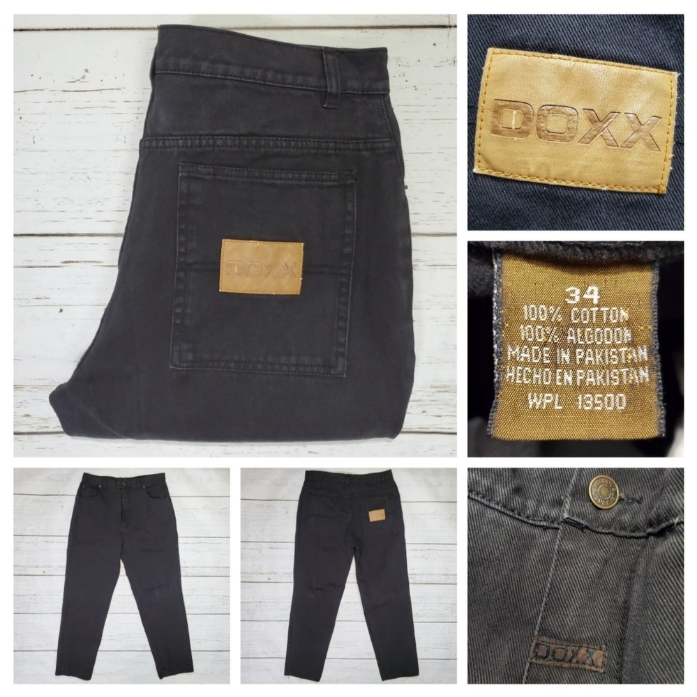 Vintage 90s DOXX Double Exposure Men's Jeans Black Streetwear High Rise Size 34